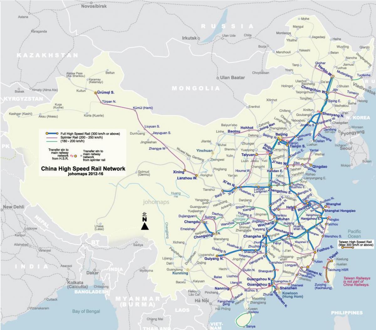 high-speed-rail-Karte von China