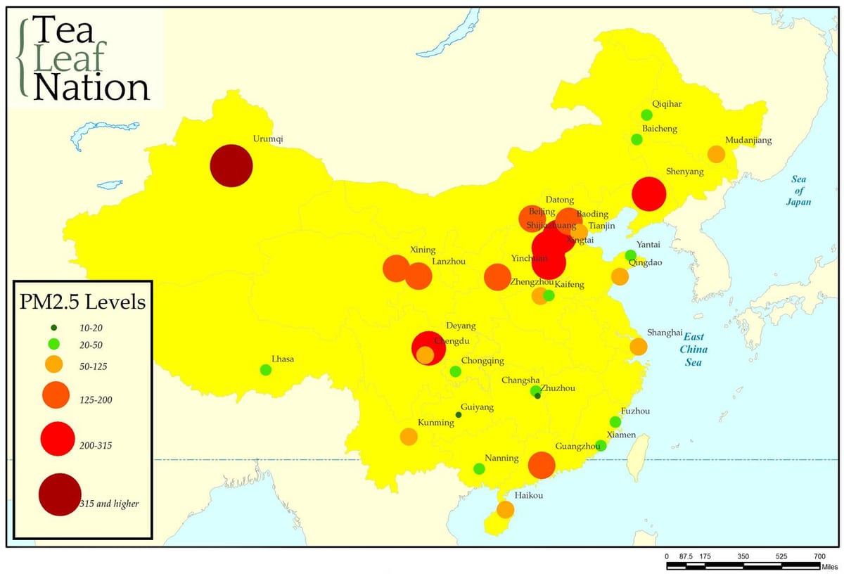 Umweltverschmutzung China Karte