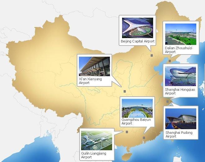 Karte China Flughäfen