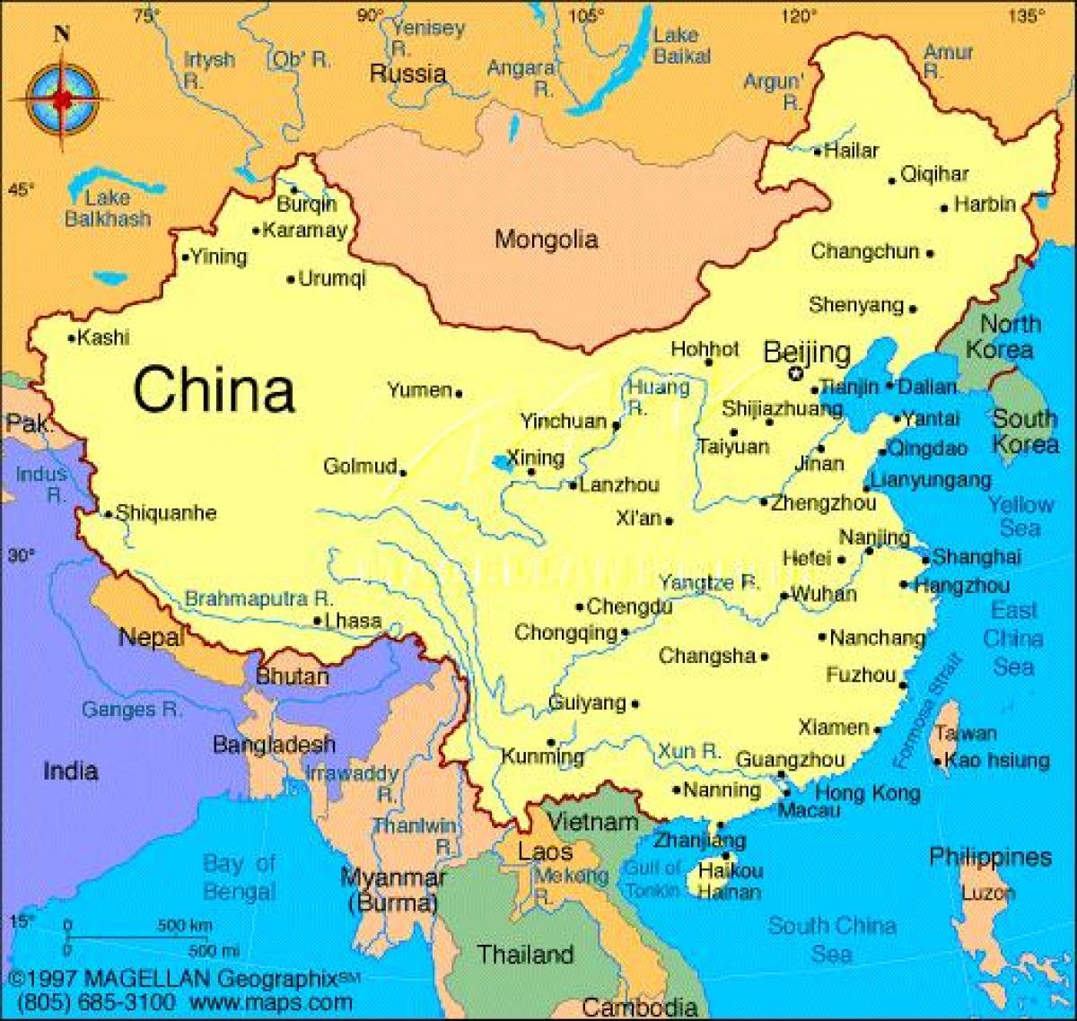China-ausführliche Karte