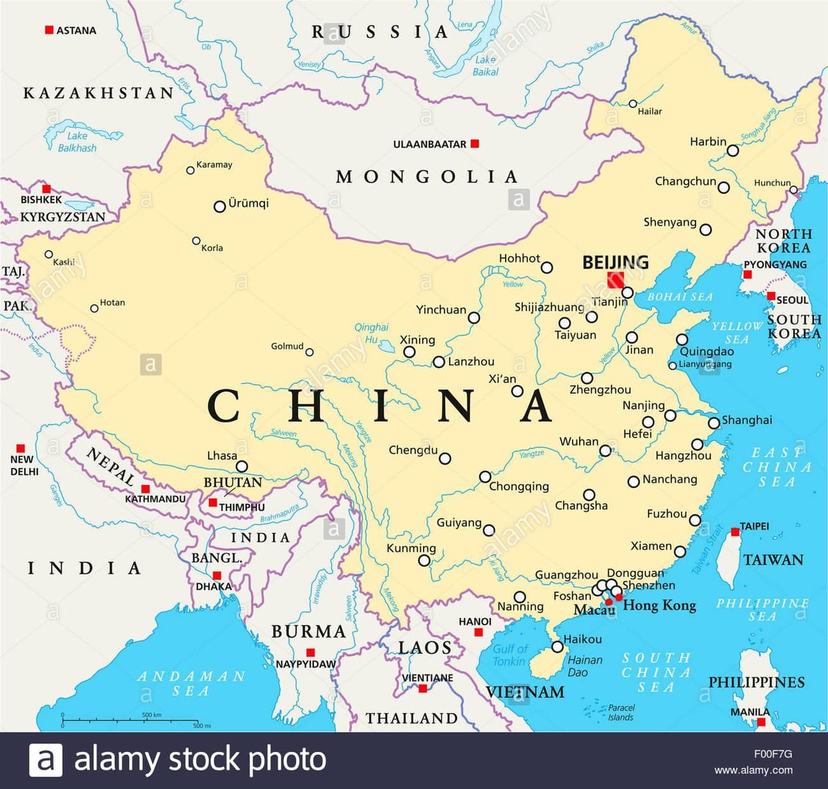 China Hauptstadt Karte
