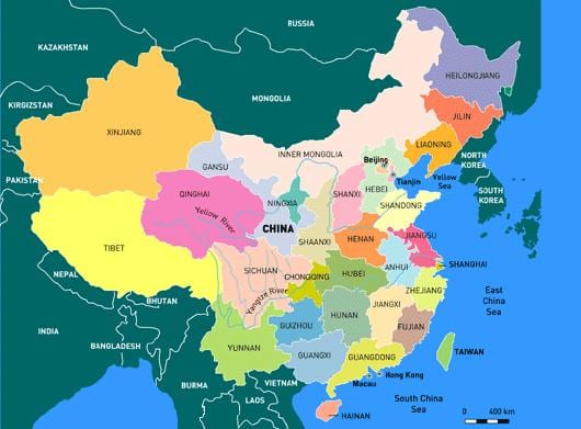 Karte von China mit den Provinzen