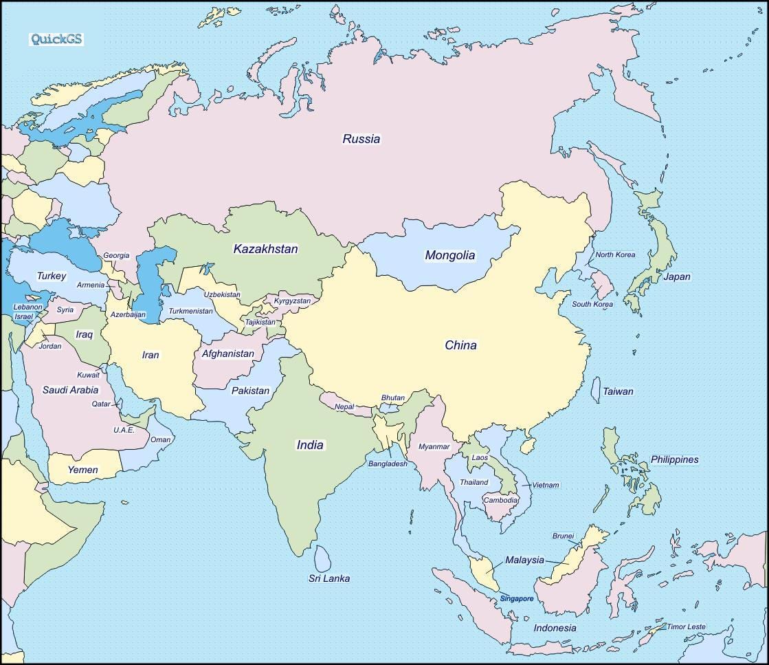 Karte von China und den angrenzenden Ländern