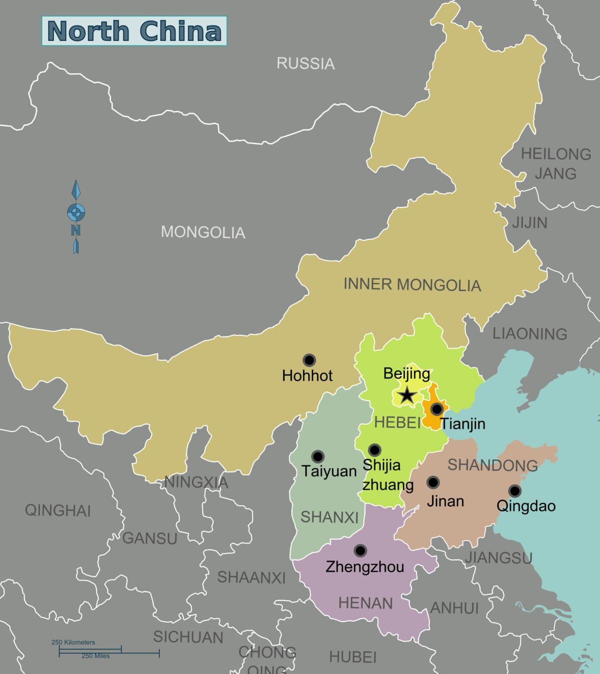 Karte des nördlichen China