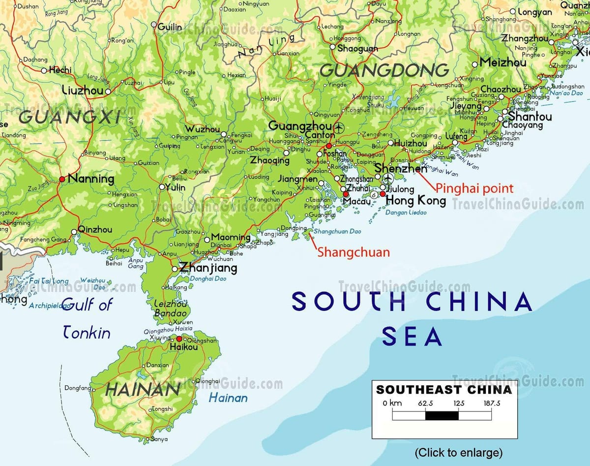 Karte von Südost-China