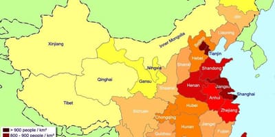 Karte von China Bevölkerung