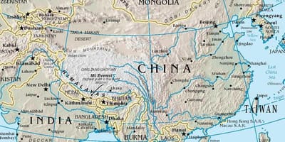 Karte von China Berge