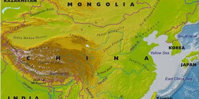 Karte von China mit geographischen features