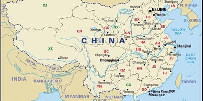 Karte von China mit Provinzen und Hauptstädten