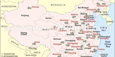 China internationalen Flughäfen Karte anzeigen