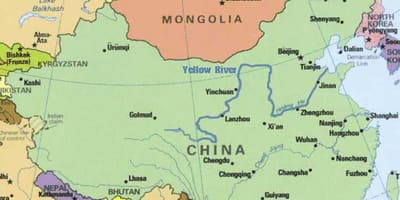 Yellow river auf der China-Karte