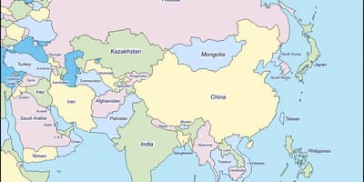 Karte von China und den angrenzenden Ländern