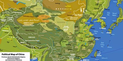 Physische Geographie Karte von China